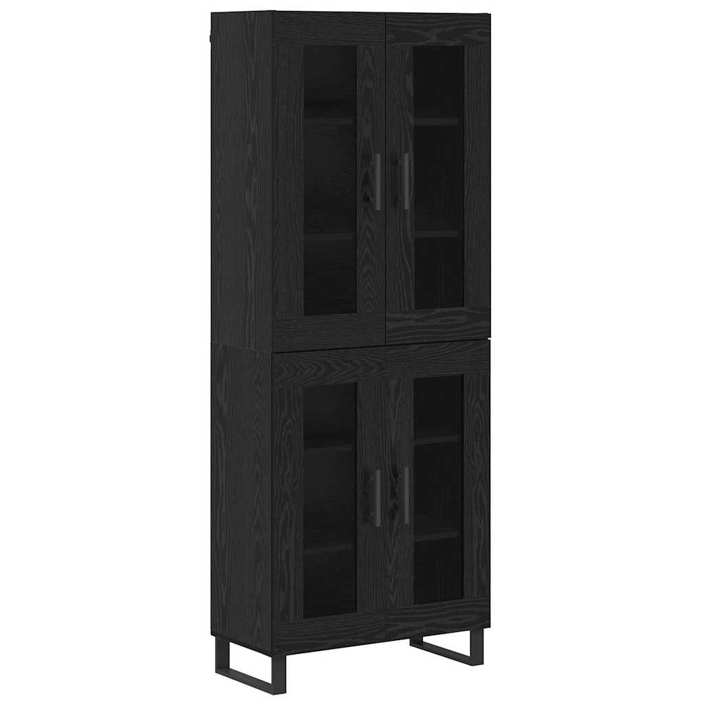 Haut Armoire 2 pcs Chêne noir Bois Aggloméré et Verre - XIOS