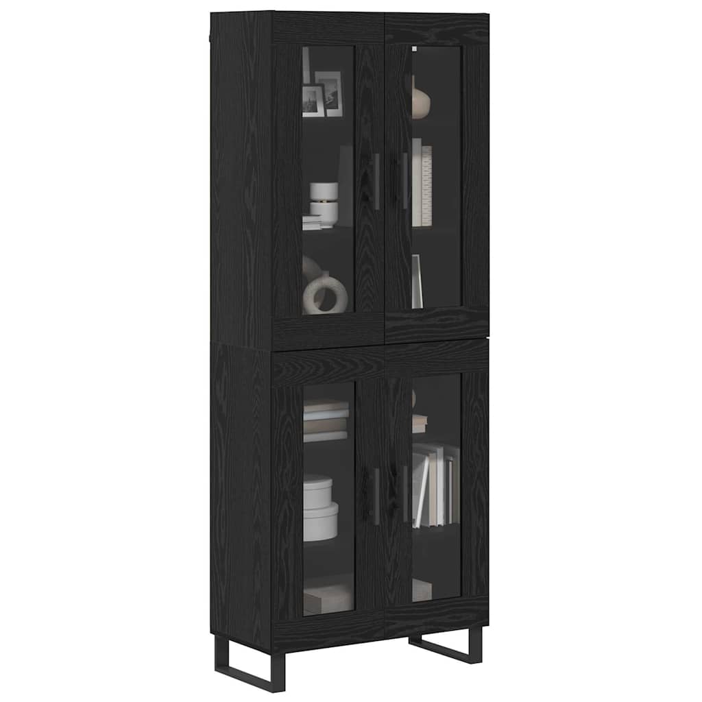 Haut Armoire 2 pcs Chêne noir Bois Aggloméré et Verre - XIOS