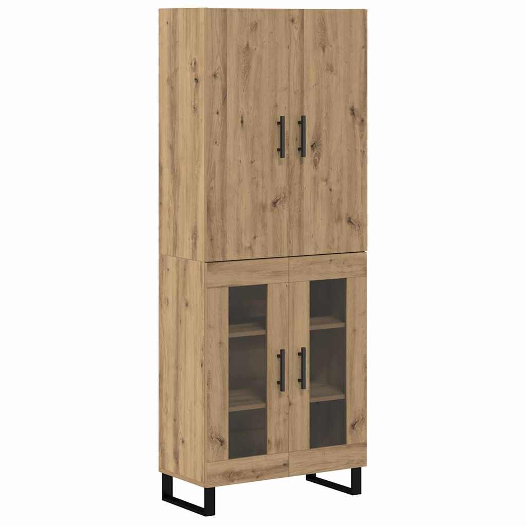 Haut Armoire 2 pcs Chêne artisanal Bois Aggloméré et Verre - XIOS