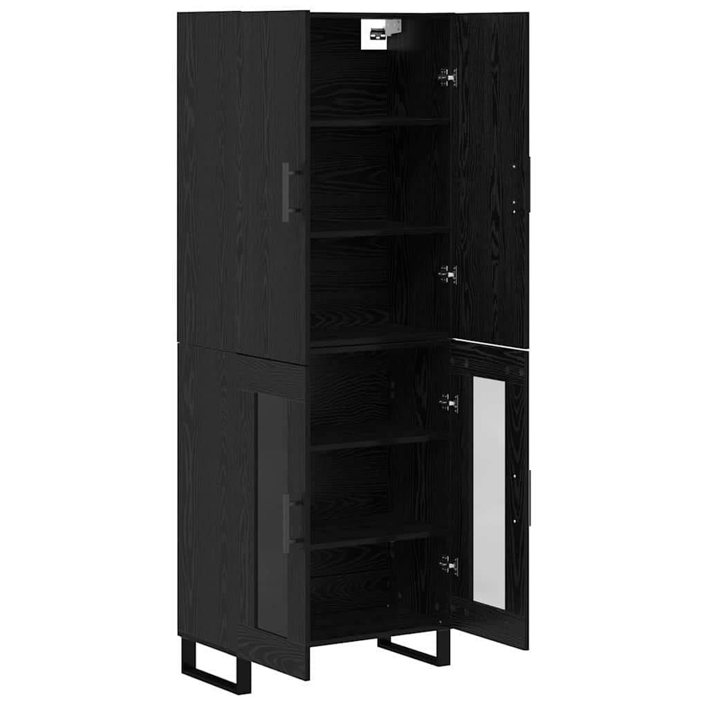 Haut Armoire 2 pcs Chêne noir Bois Aggloméré et Verre - XIOS
