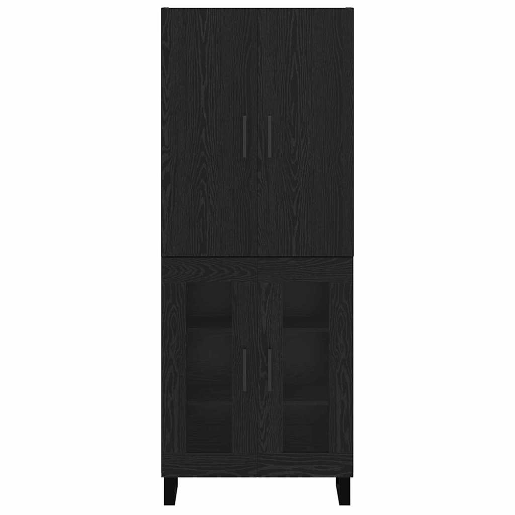 Haut Armoire 2 pcs Chêne noir Bois Aggloméré et Verre - XIOS