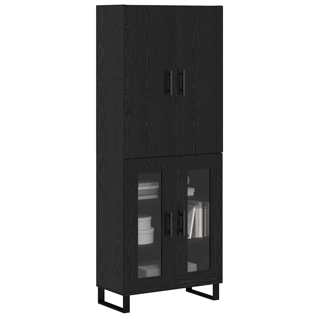 Haut Armoire 2 pcs Chêne noir Bois Aggloméré et Verre - XIOS