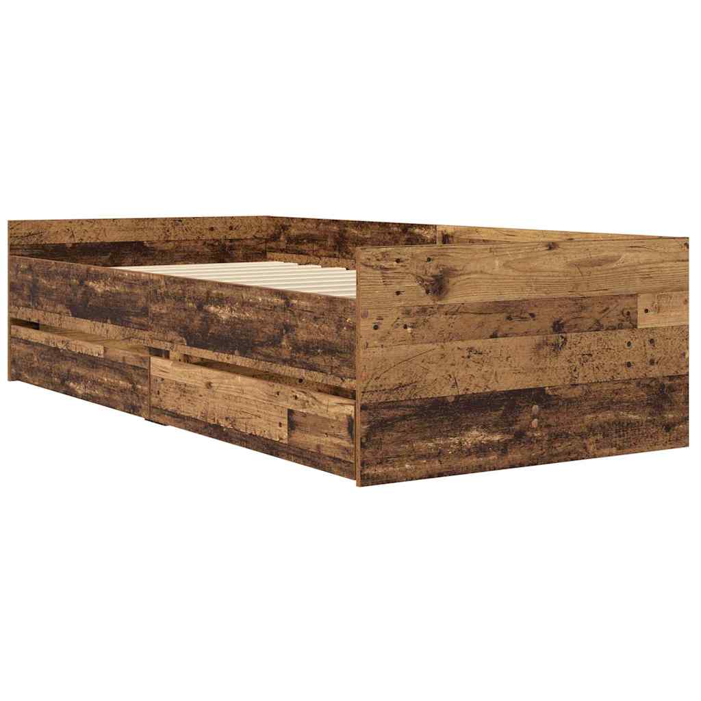 Cadre de lit avec tiroir Bois Ancien 90 x 200 cm Pin massif - XIOS