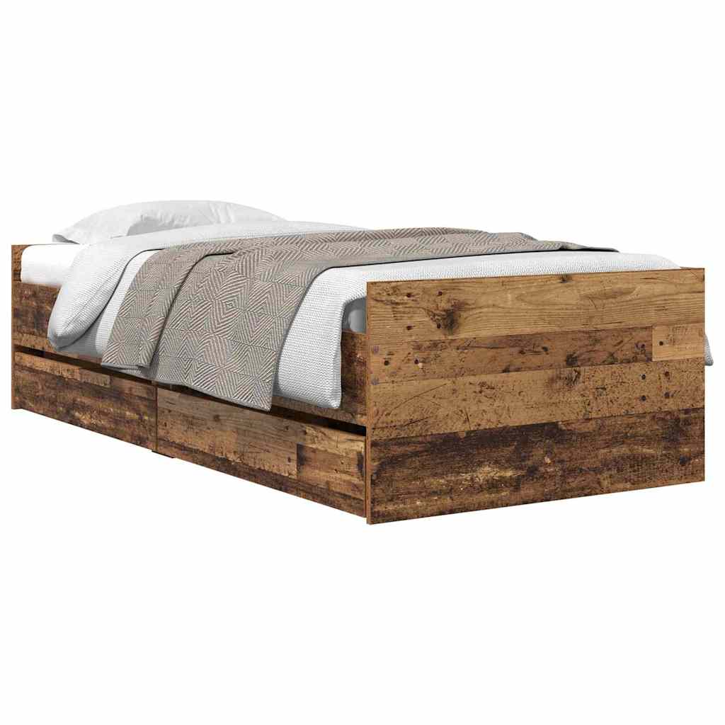 Cadre de lit avec tiroir Bois Ancien 90 x 200 cm Pin massif - XIOS