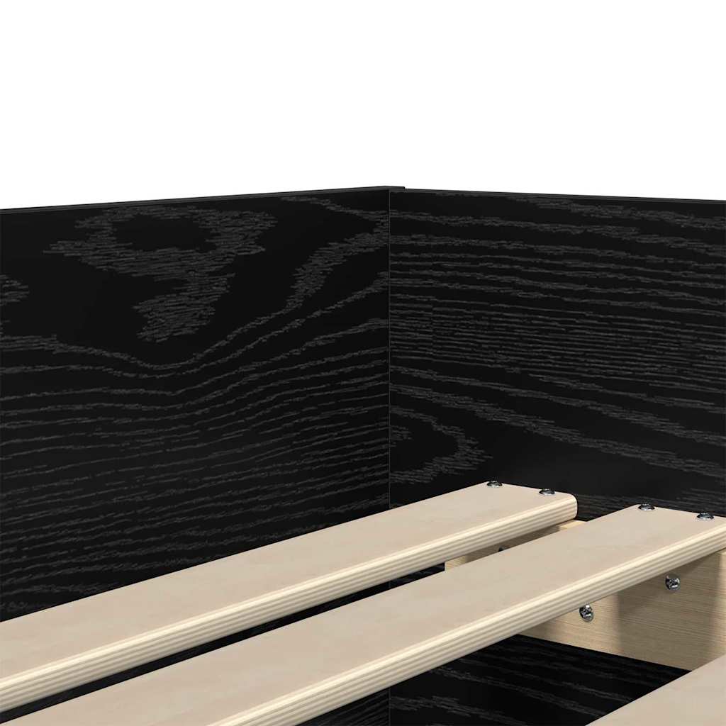Cadre de lit avec tiroir Chêne noir 90 x 200 cm Pin massif - XIOS