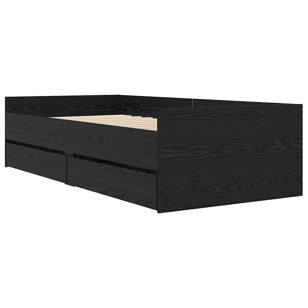 Cadre de lit avec tiroir Chêne noir 90 x 200 cm Pin massif - XIOS