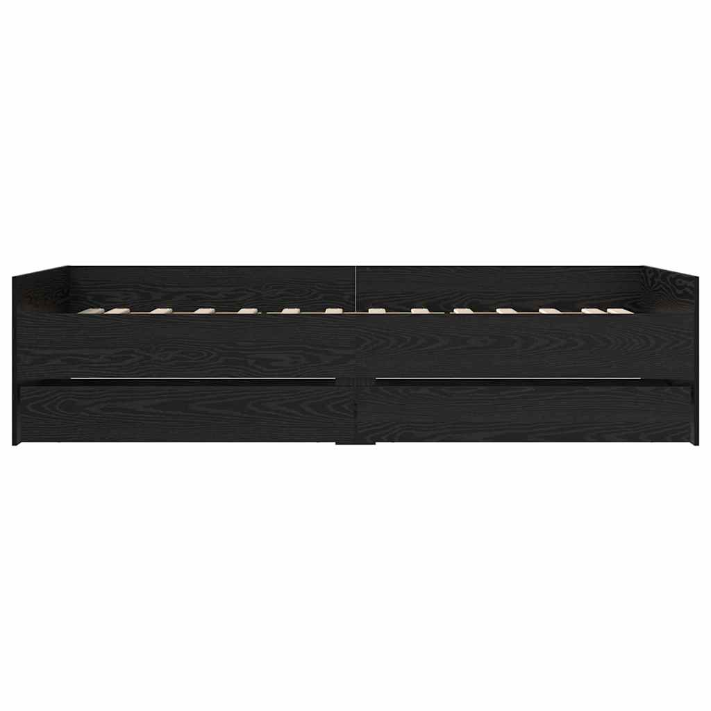 Cadre de lit avec tiroir Chêne noir 90 x 200 cm Pin massif - XIOS