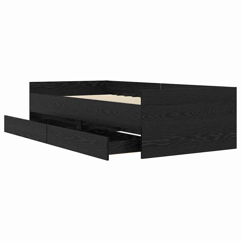 Cadre de lit avec tiroir Chêne noir 90 x 190 cm Pin massif - XIOS