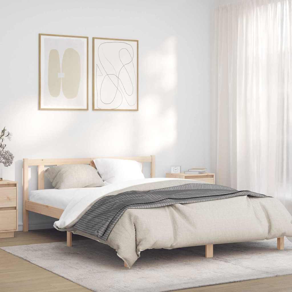 Cadre de lit Naturel 152 x 203 cm Bois de Pin Massif - XIOS