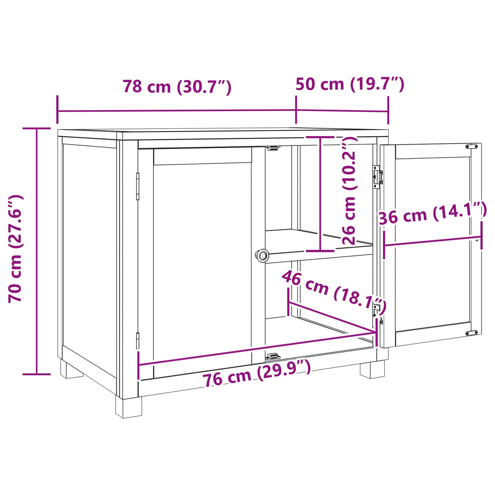 Armoire avec stockage Marron 78 x 50 x 70 cm Bois d'ingénierie - XIOS