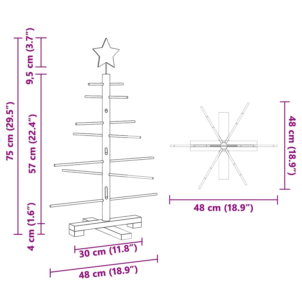 Arbre de Noël en bois avec support Marron 75 cm Bambou - XIOS