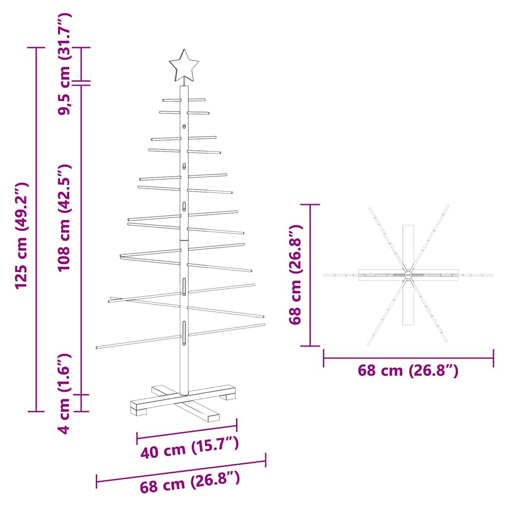 Arbre de Noël en bois avec support Marron 125 cm Bambou - XIOS