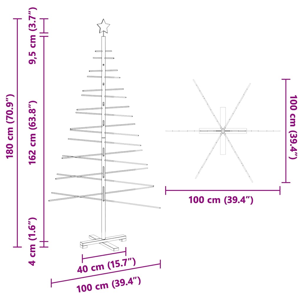 Arbre de Noël en bois avec support Marron 180 cm Bambou - XIOS