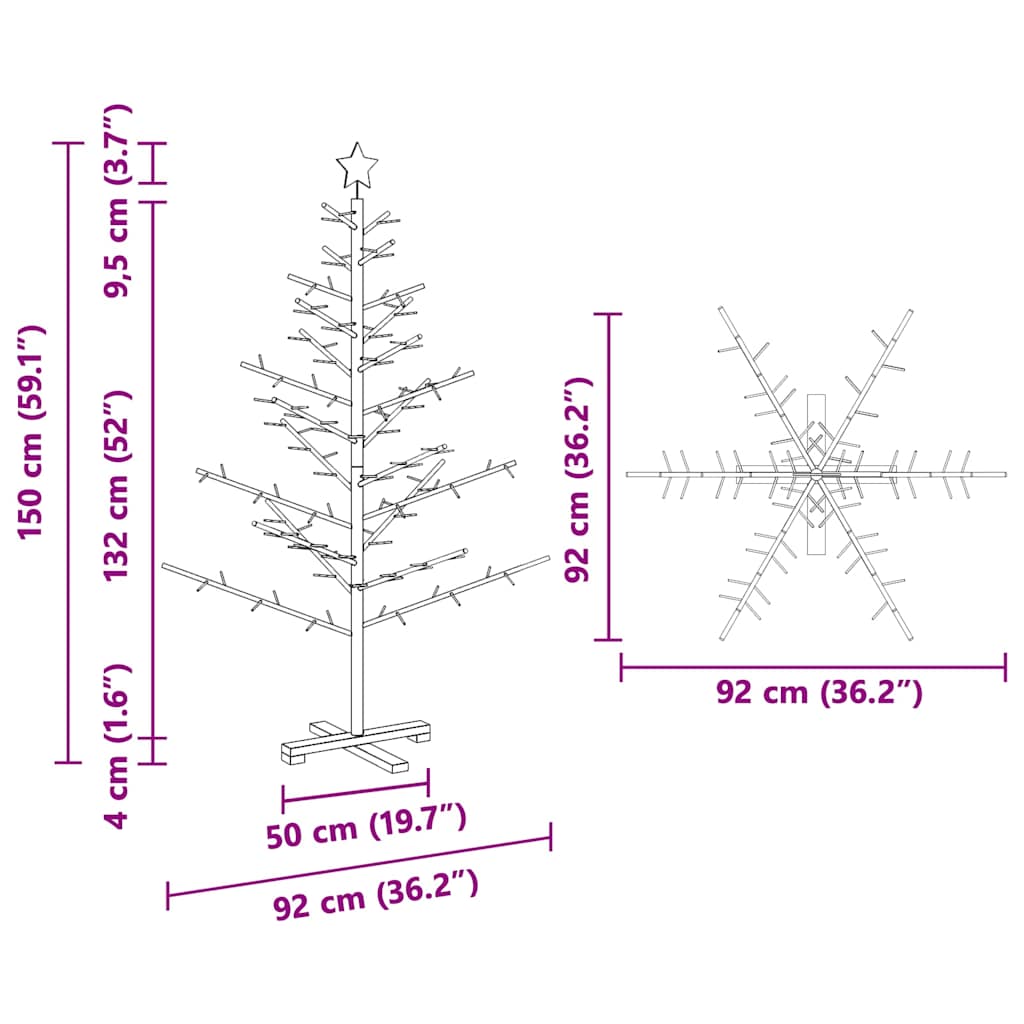 Arbre de Noël en bois Naturel 150 cm Bois massif en pin - XIOS