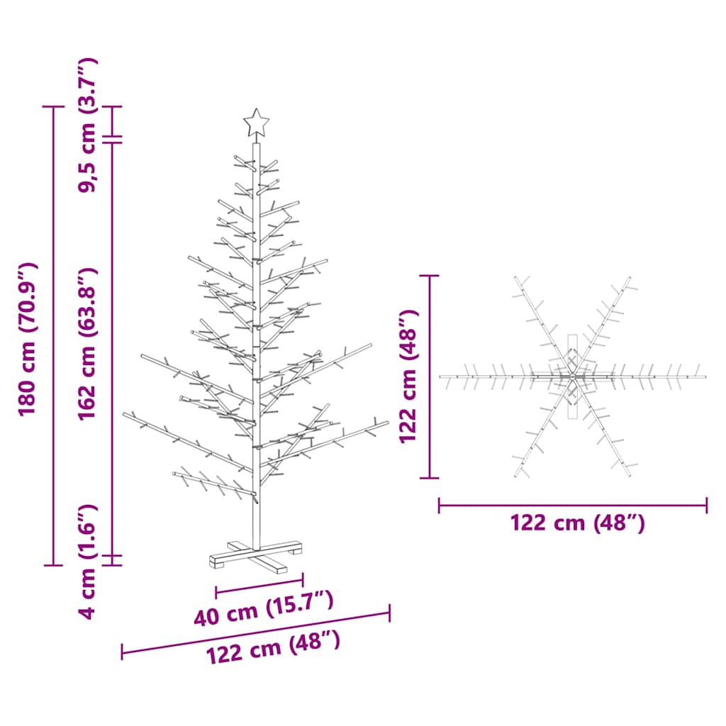 Arbre de Noël en bois Marron 180 cm Bois massif en pin - XIOS
