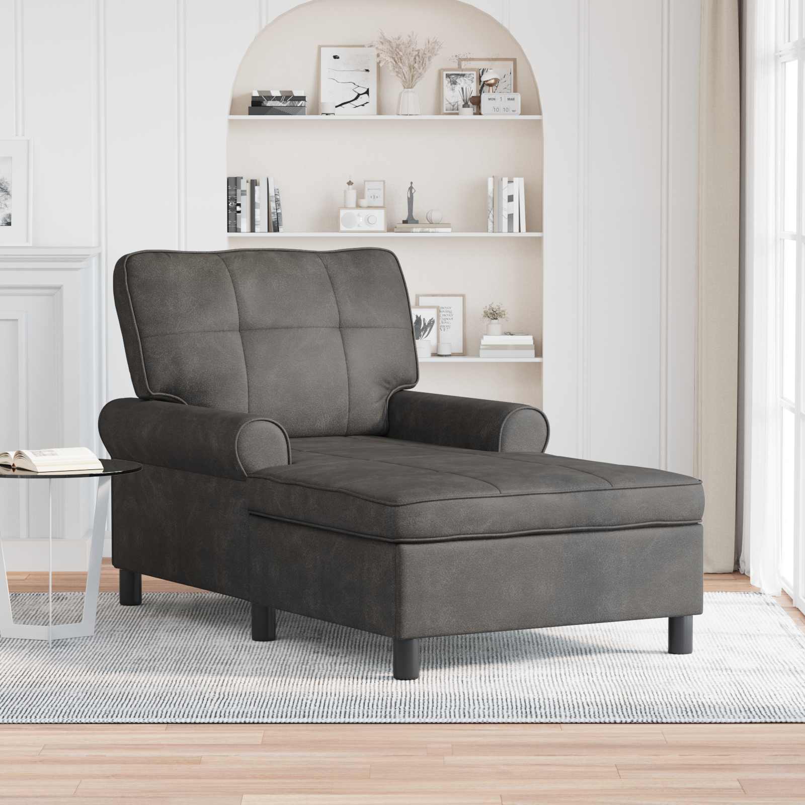 Chaise longue avec coussin Noir 91 x 157 x 91 cm PU antique - XIOS