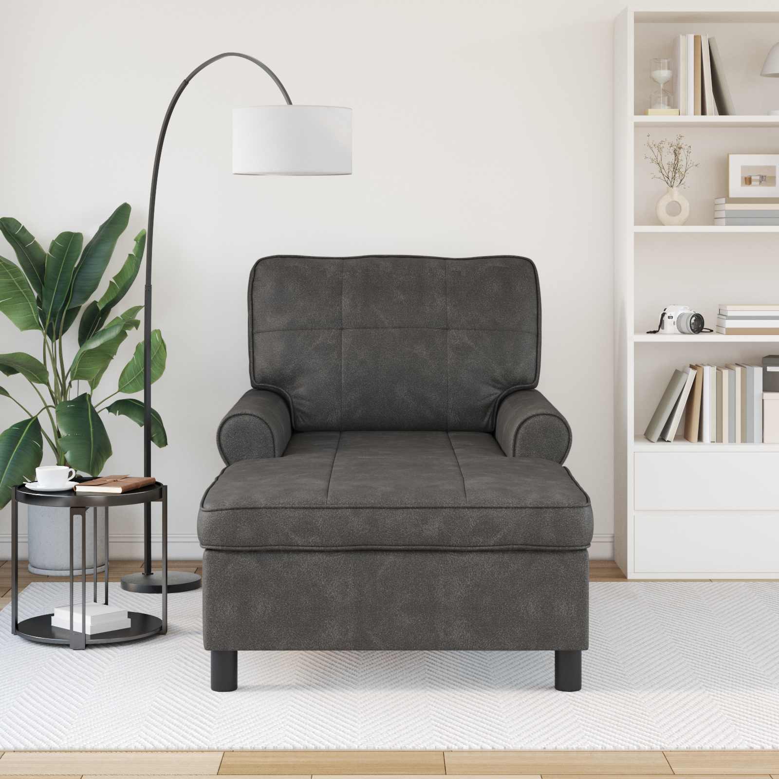 Chaise longue avec coussin Noir 91 x 157 x 91 cm PU antique - XIOS