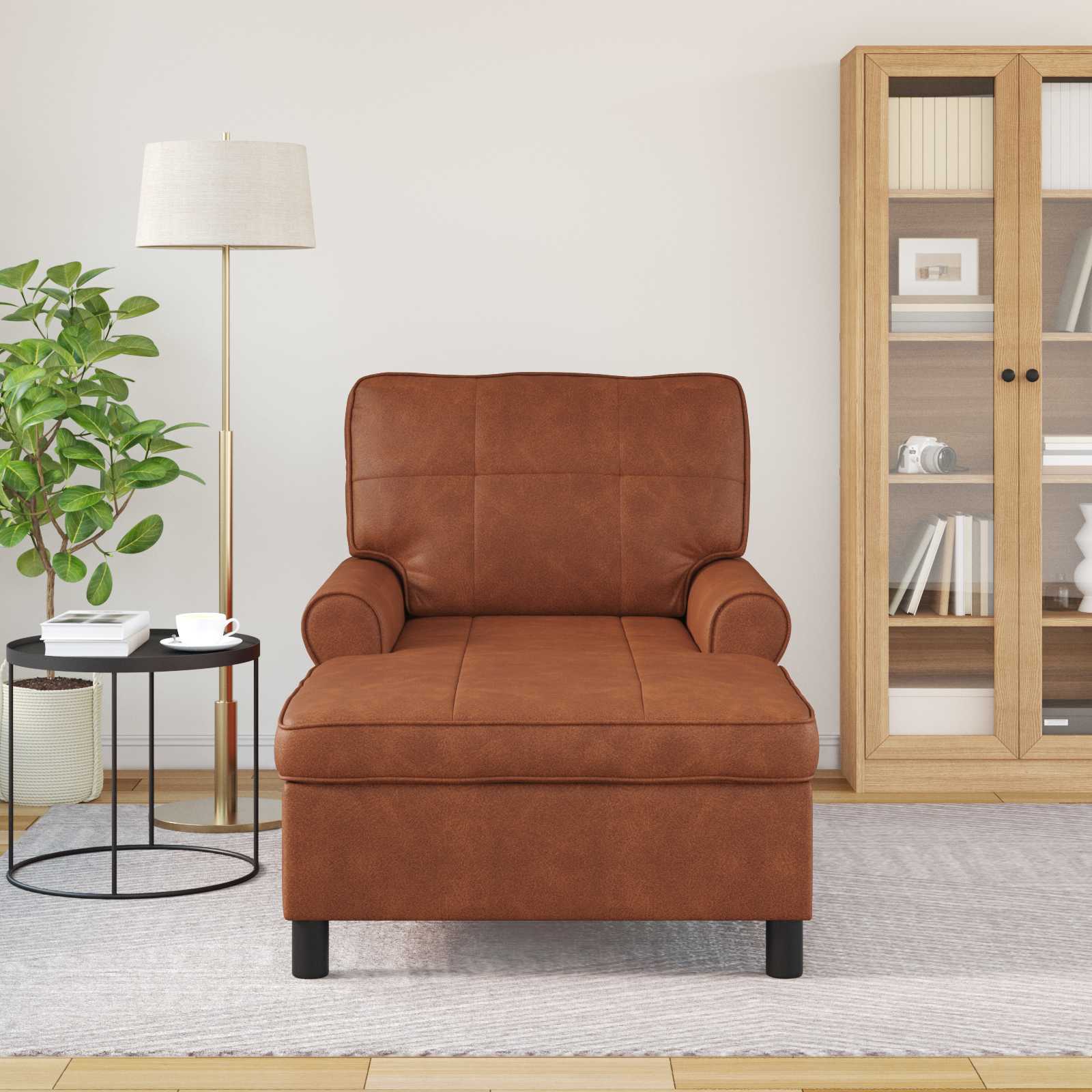 Chaise longue avec coussin Marron 91 x 157 x 91 cm PU antique - XIOS