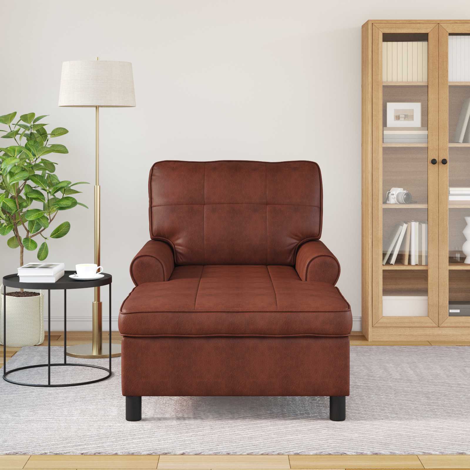 Chaise longue Brun Brillant 91 x 157 x 91 cm PU antique - XIOS