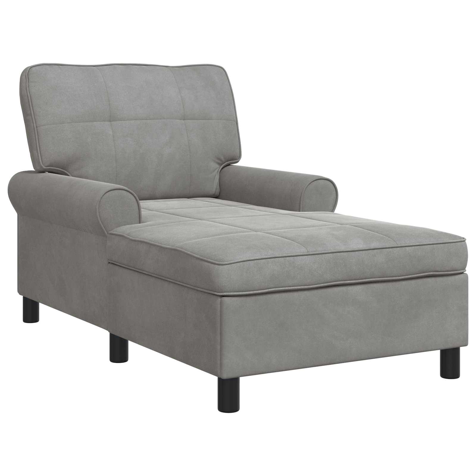 Chaise longue avec coussin Gris clair 91 x 157 x 91 cm Velours - XIOS