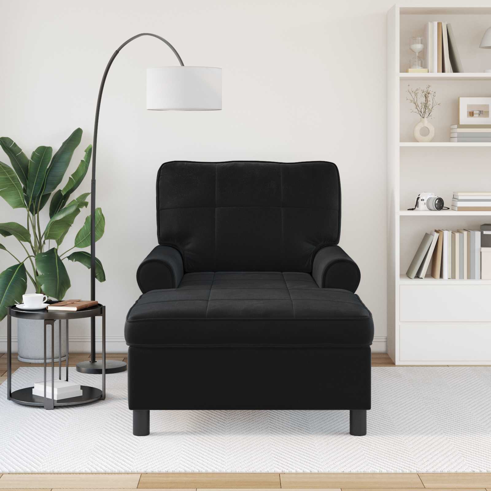 Chaise longue avec coussin Noir 91 x 157 x 91 cm Velours - XIOS