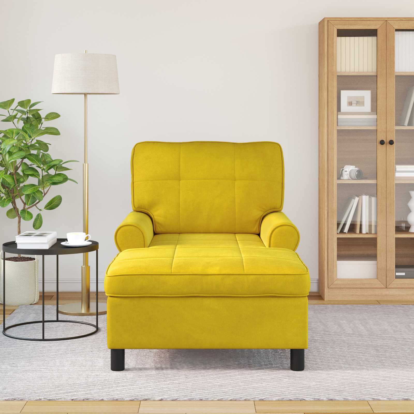 Chaise longue avec coussin Jaune 91 x 157 x 91 cm Velours - XIOS
