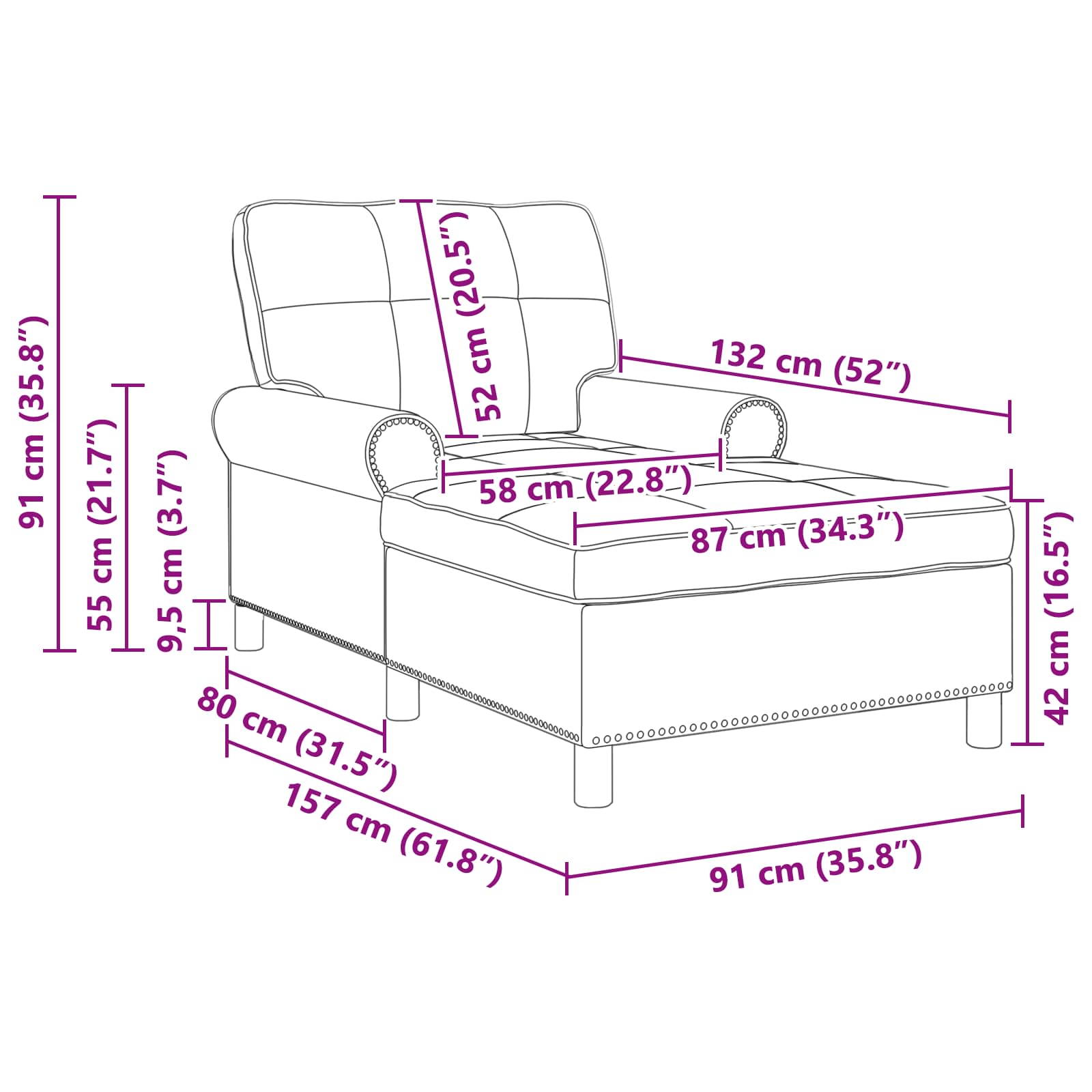 Chaise longue avec coussin Gris clair 91 x 157 x 91 cm tissu - XIOS