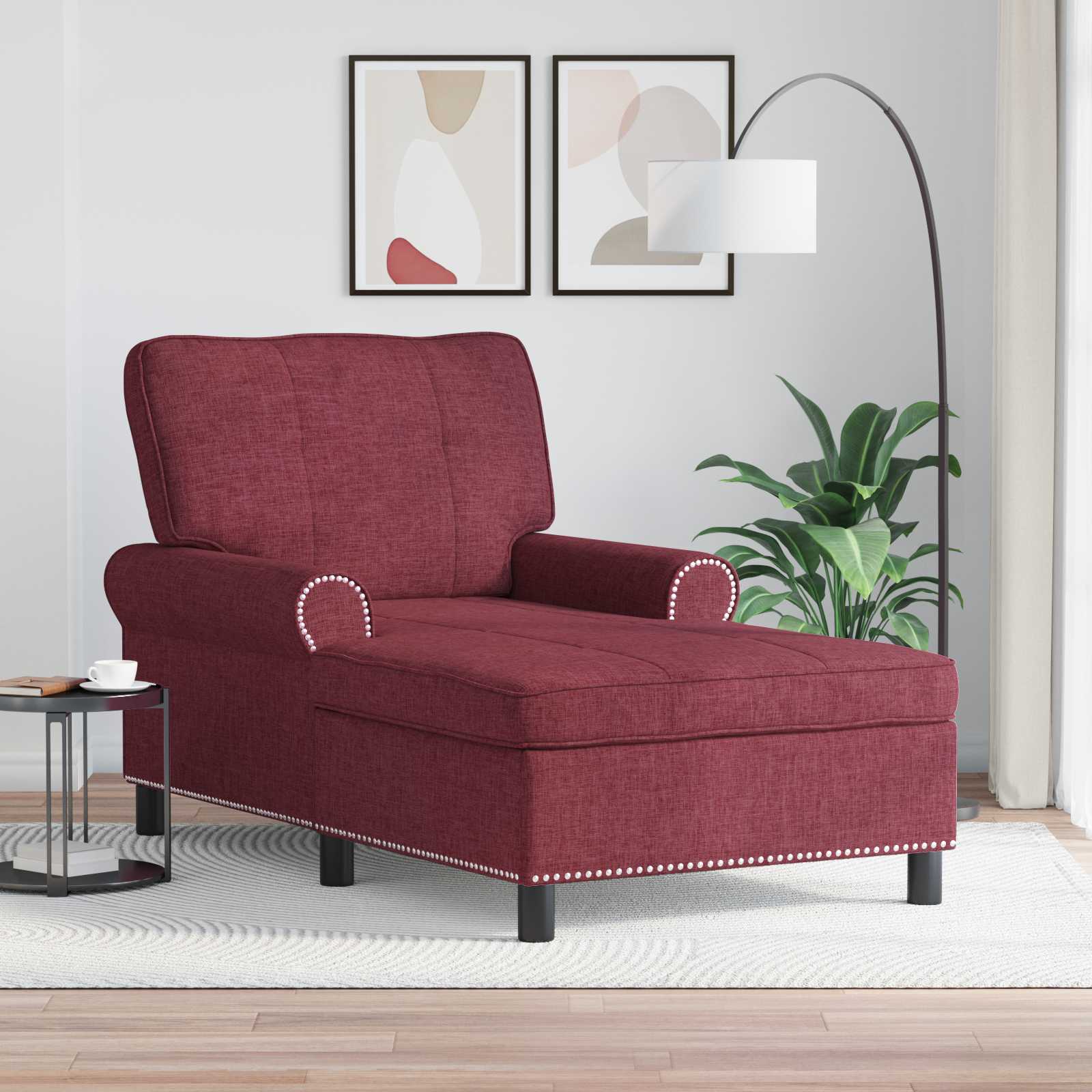 Chaise longue avec coussin Bordeaux 91 x 157 x 91 cm tissu - XIOS