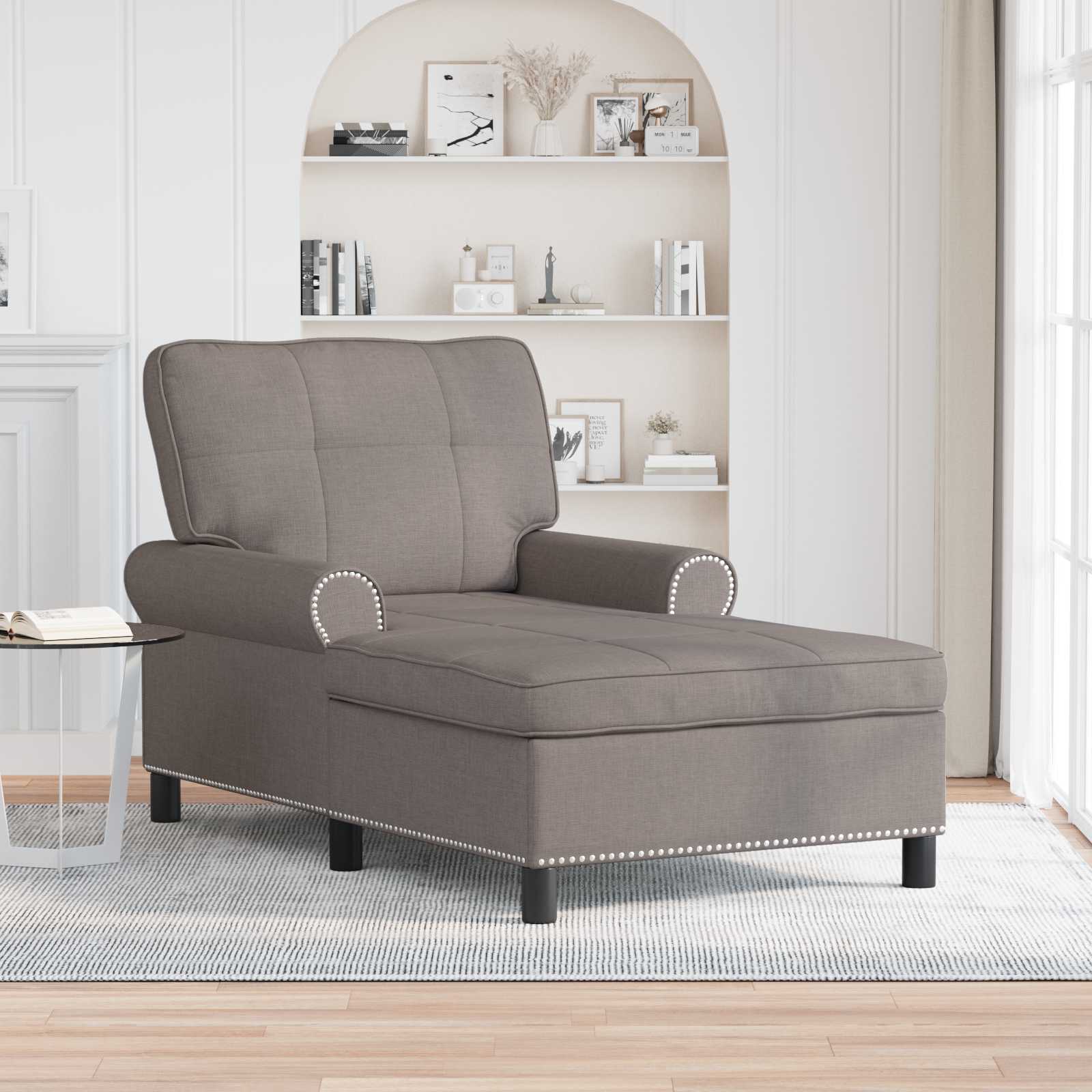 Chaise longue avec coussin Taupe 91 x 157 x 91 cm tissu - XIOS