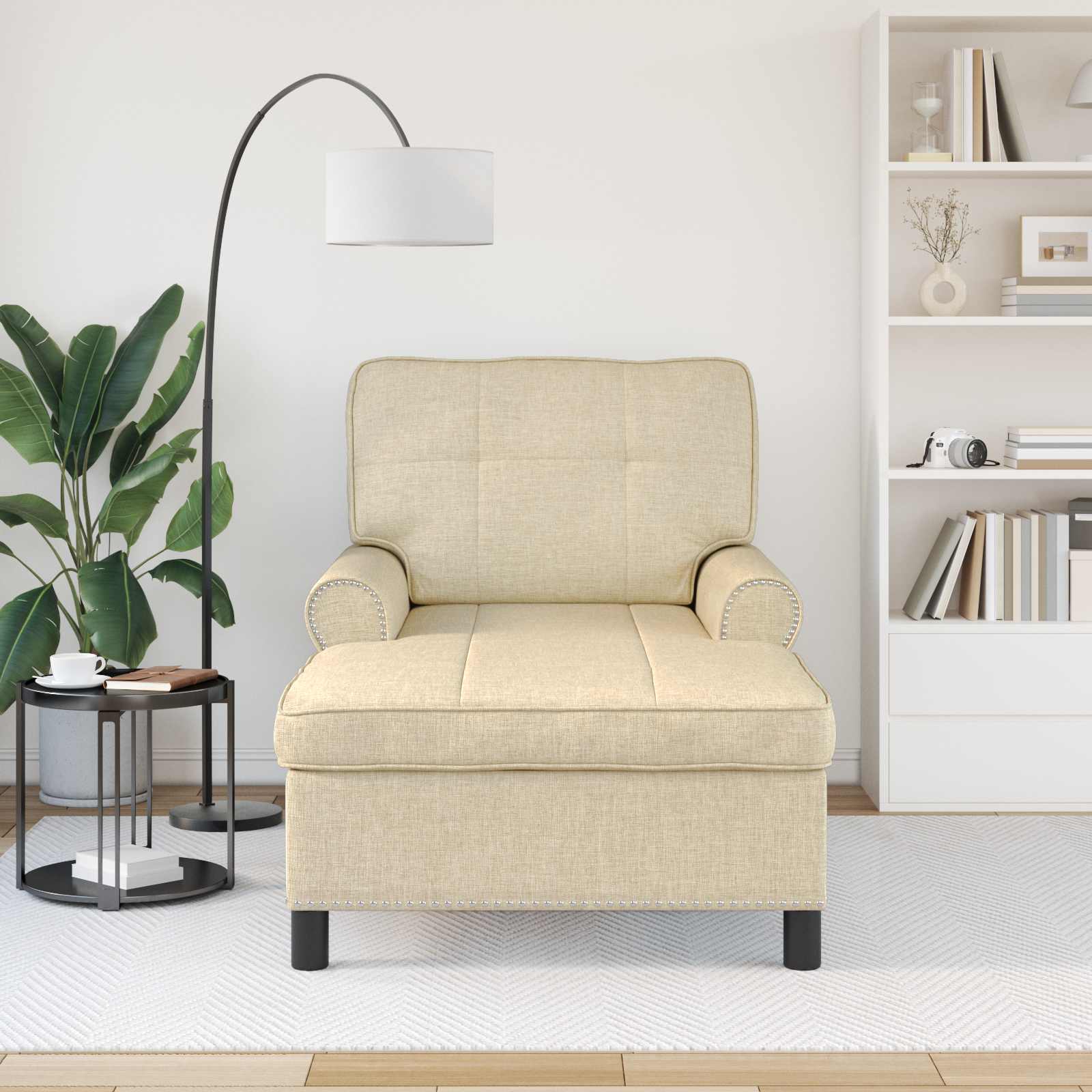 Chaise longue avec coussin Crème 91 x 157 x 91 cm tissu - XIOS