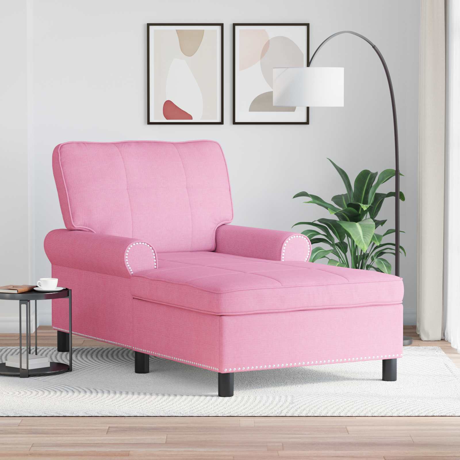 Chaise longue avec coussin Rose 91 x 157 x 91 cm tissu - XIOS