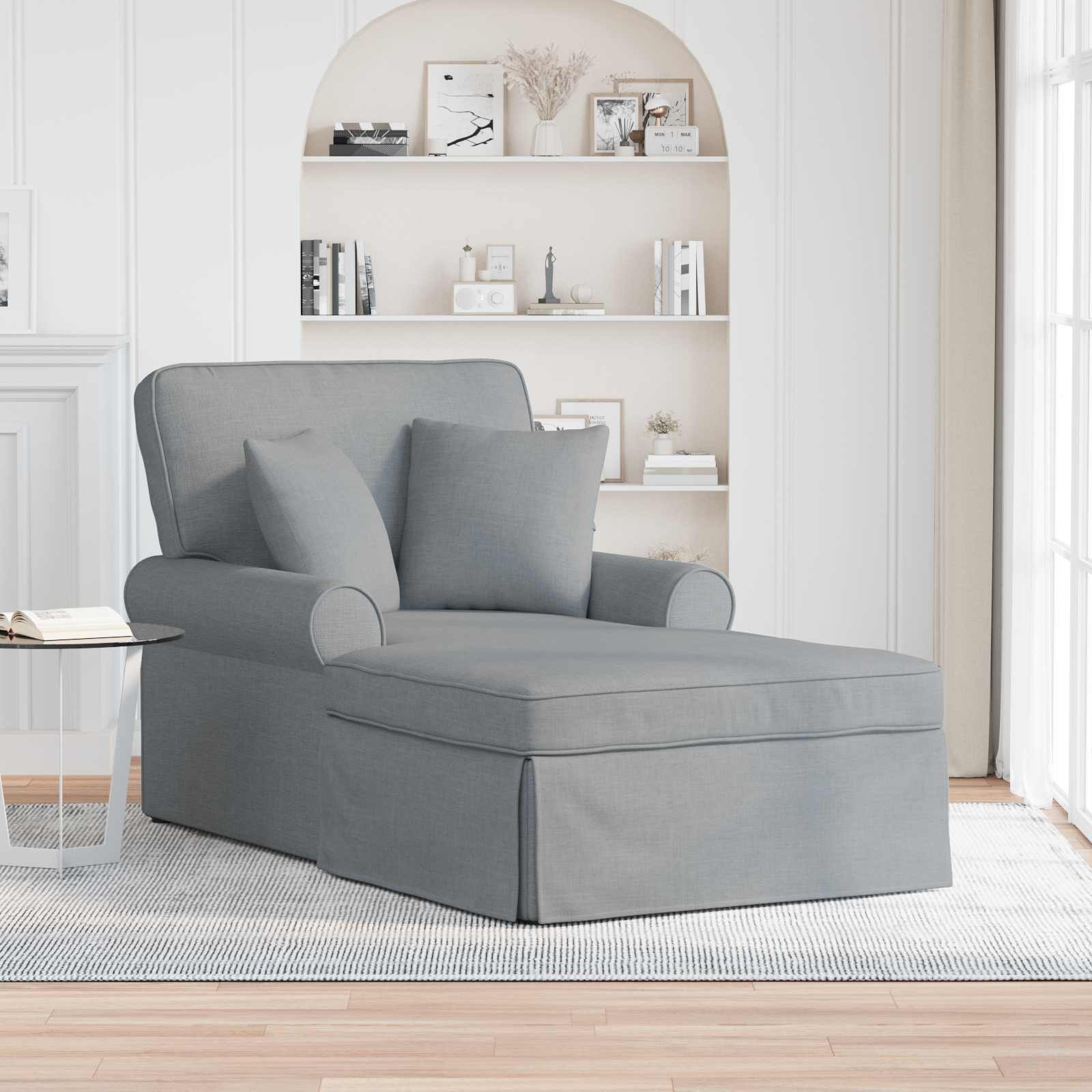 Chaise lounge avec jupe Gris clair 91 x 157 x 91 cm tissu - XIOS