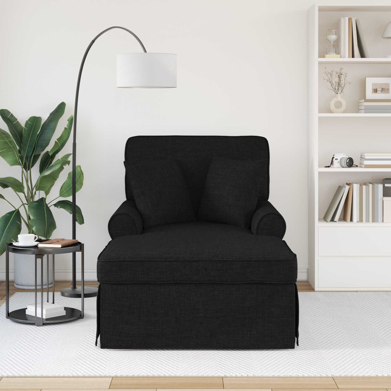 Chaise lounge avec jupe Noir 91 x 157 x 91 cm tissu - XIOS