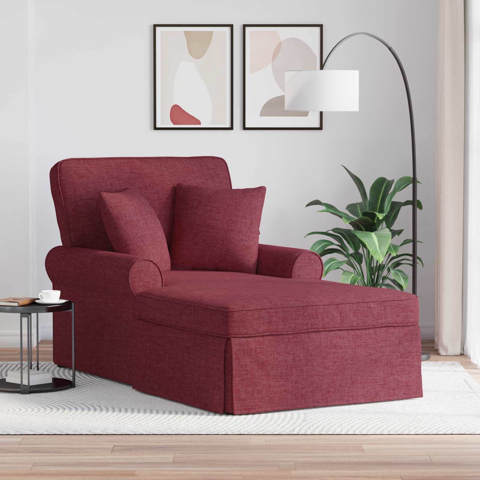 Chaise lounge avec jupe avec coussin 3 pcs Bordeaux tissu - XIOS
