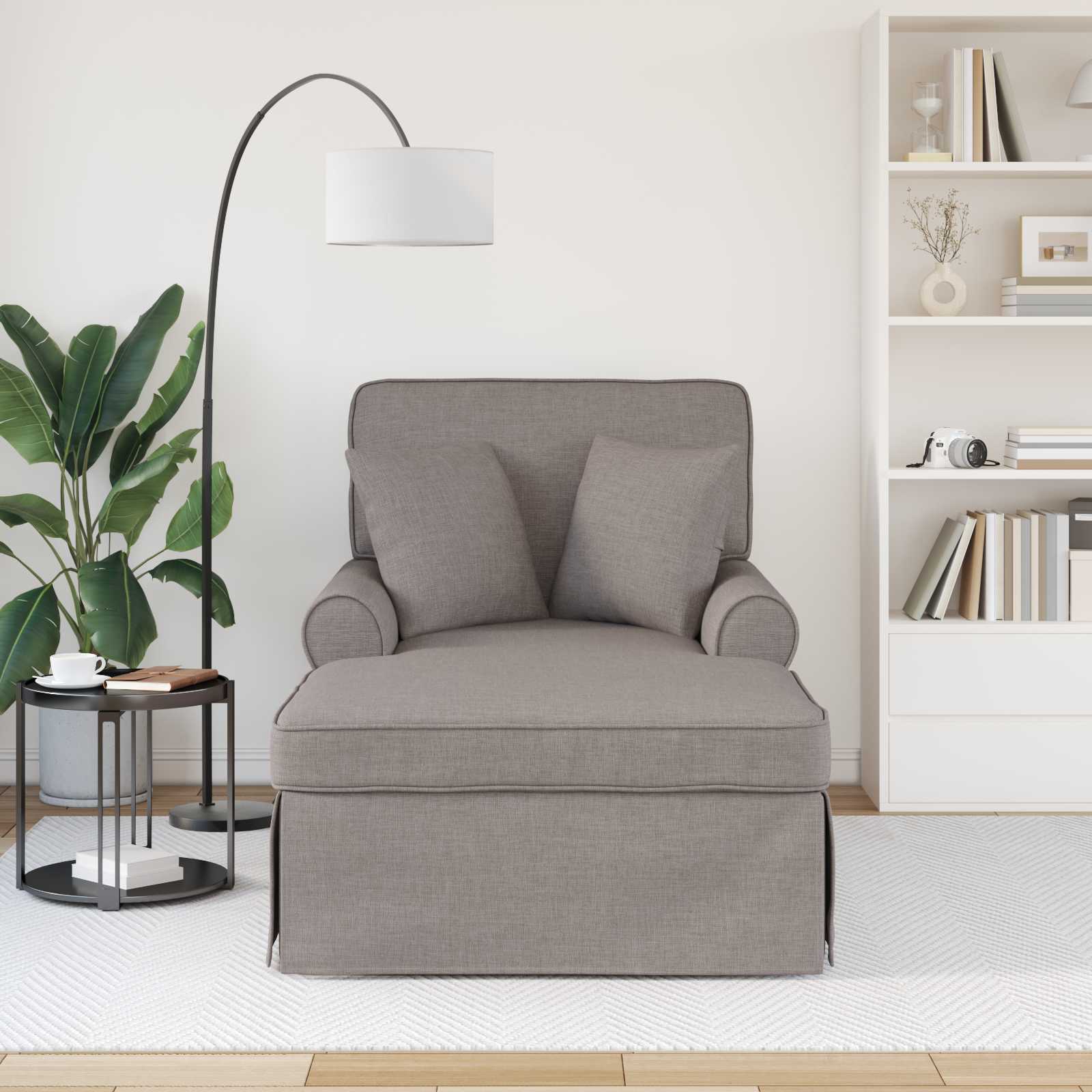 Chaise lounge avec jupe avec coussin 3 pcs Taupe tissu - XIOS