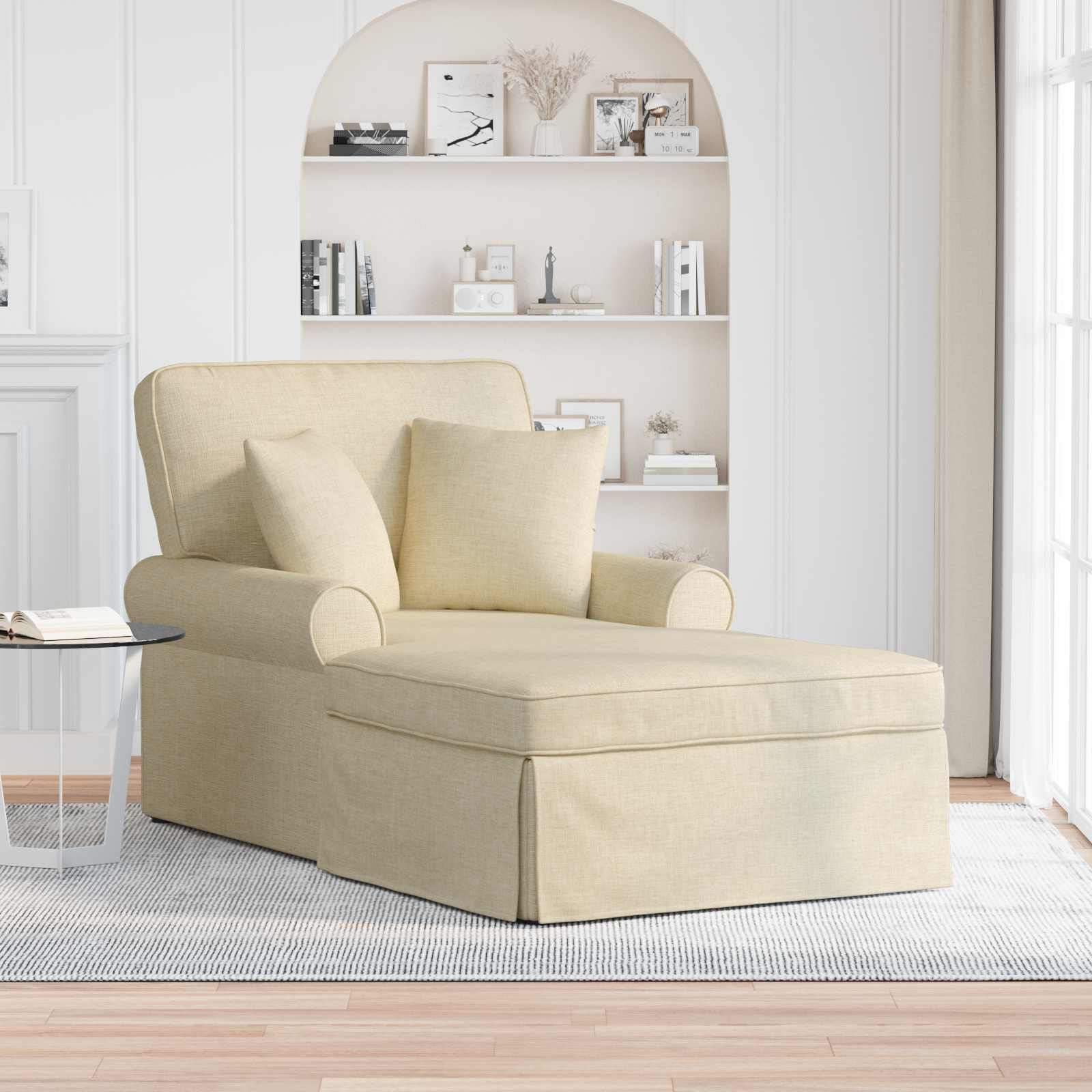 Chaise lounge avec jupe avec coussin 3 pcs Crème tissu - XIOS