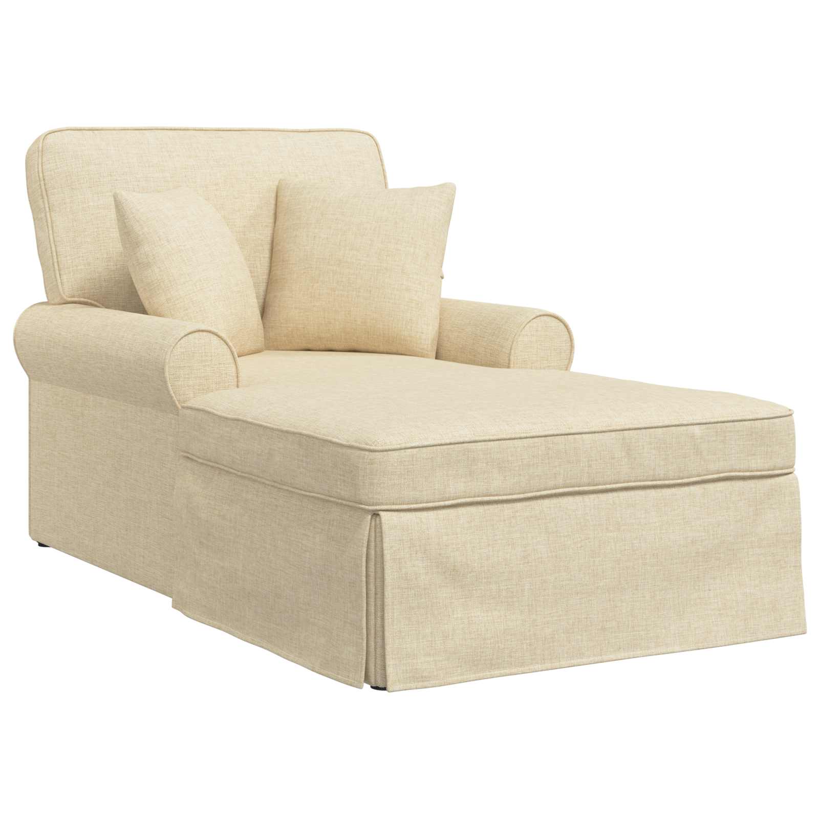 Chaise lounge avec jupe avec coussin 3 pcs Crème tissu - XIOS