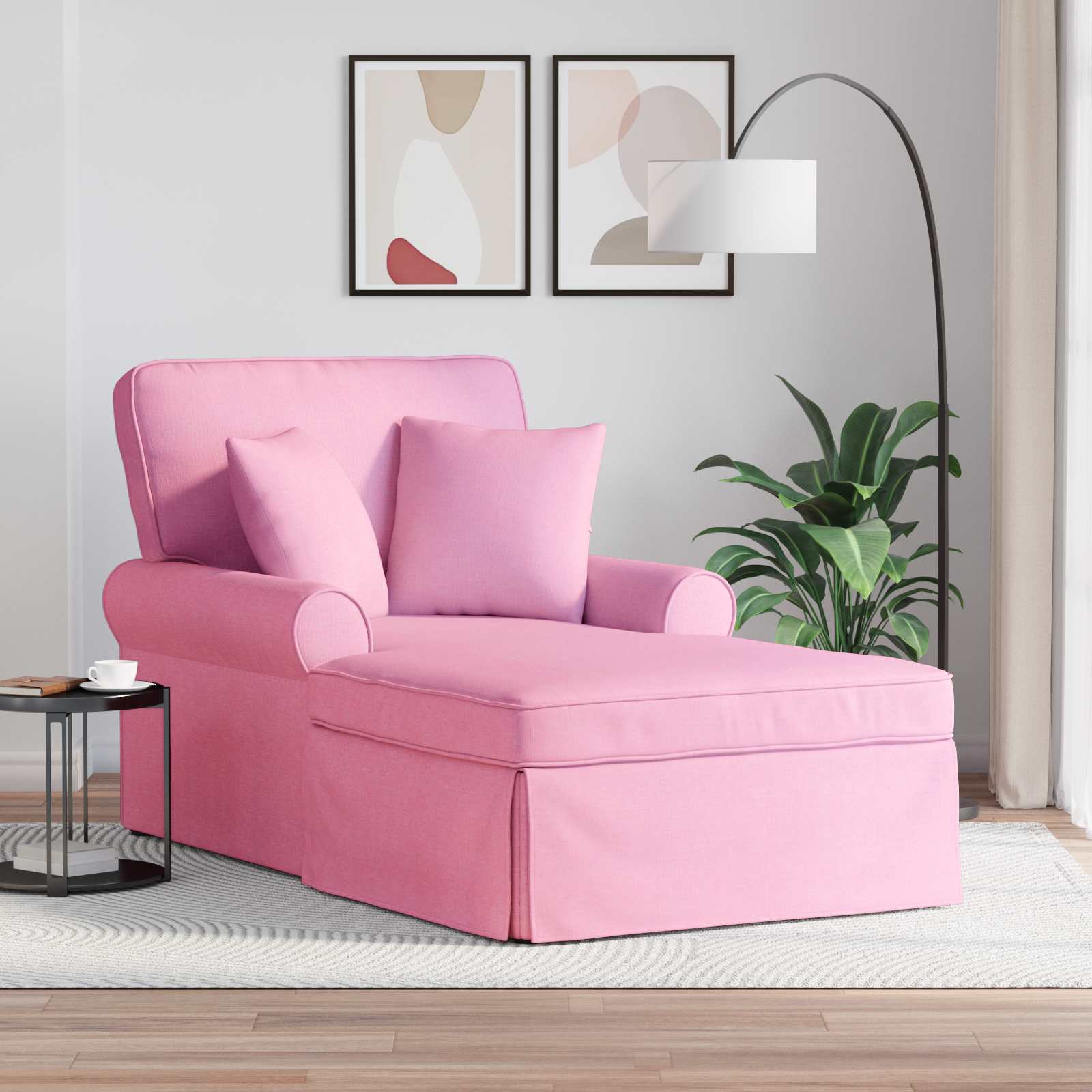 Chaise lounge avec jupe avec coussin 3 pcs Rose tissu - XIOS