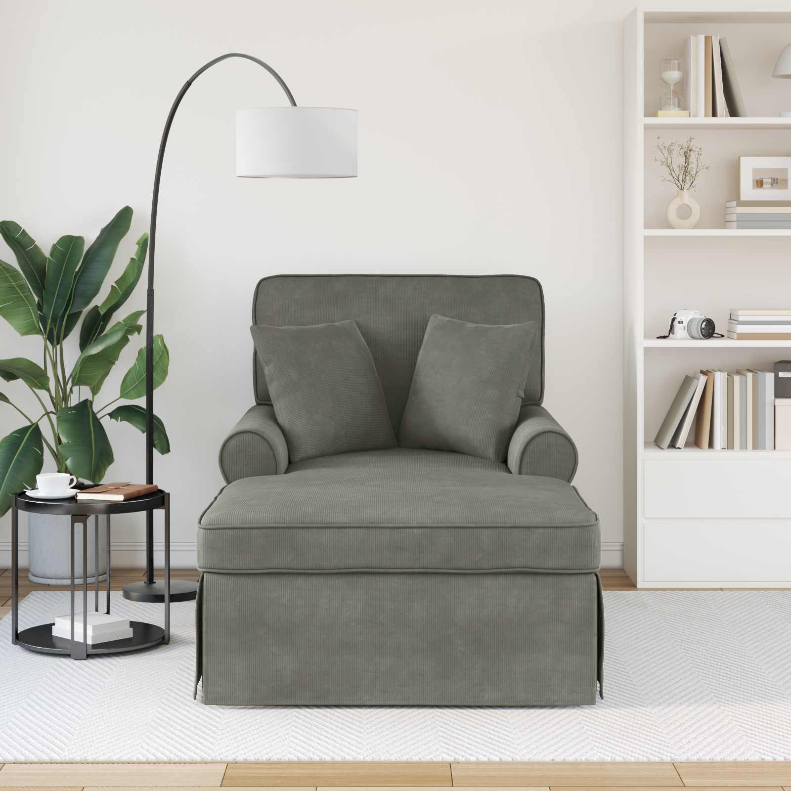 Chaise lounge avec jupe avec coussin 3 pcs Gris clair - XIOS