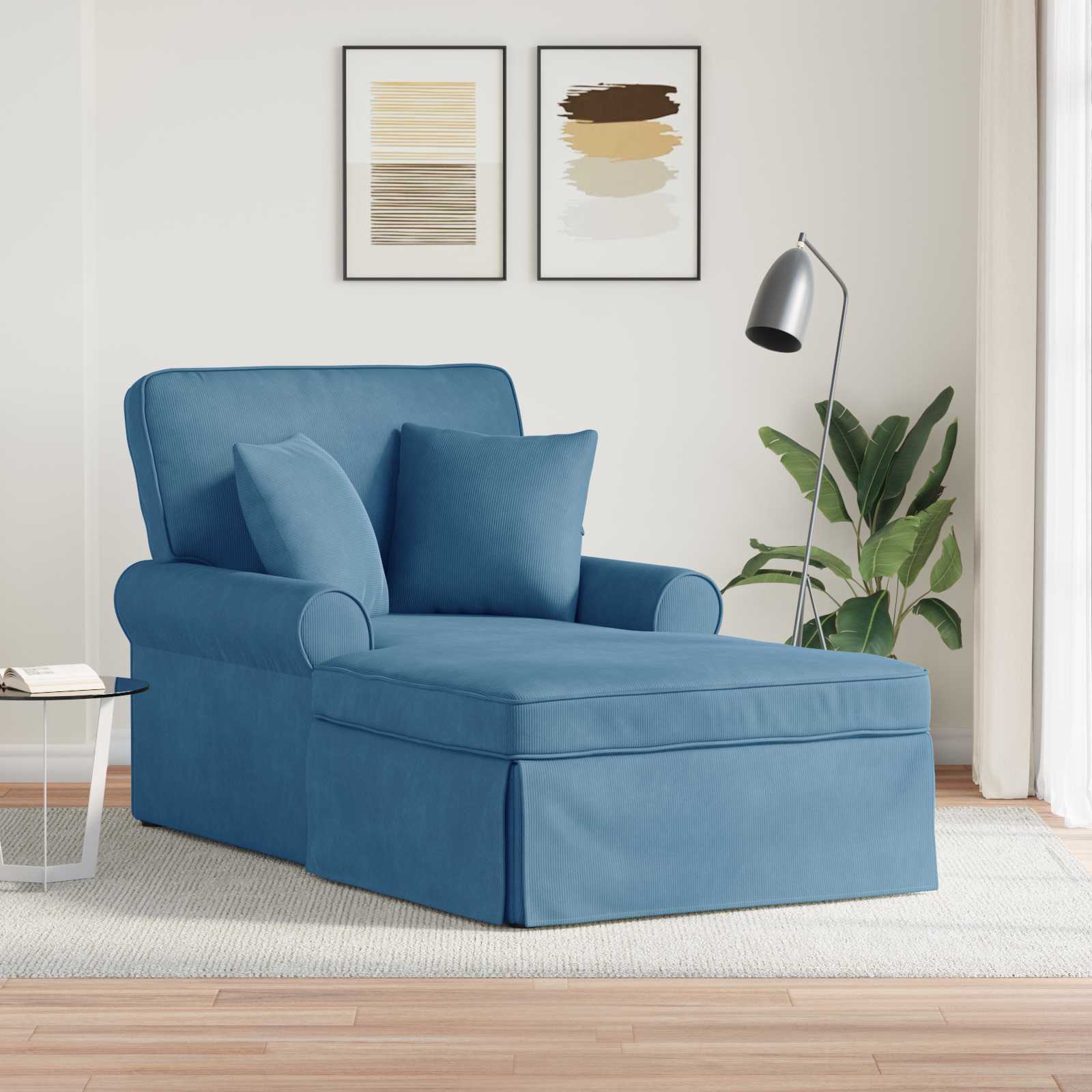 Chaise lounge avec jupe 3 pcs Bleu Tissu en velours côtelé - XIOS