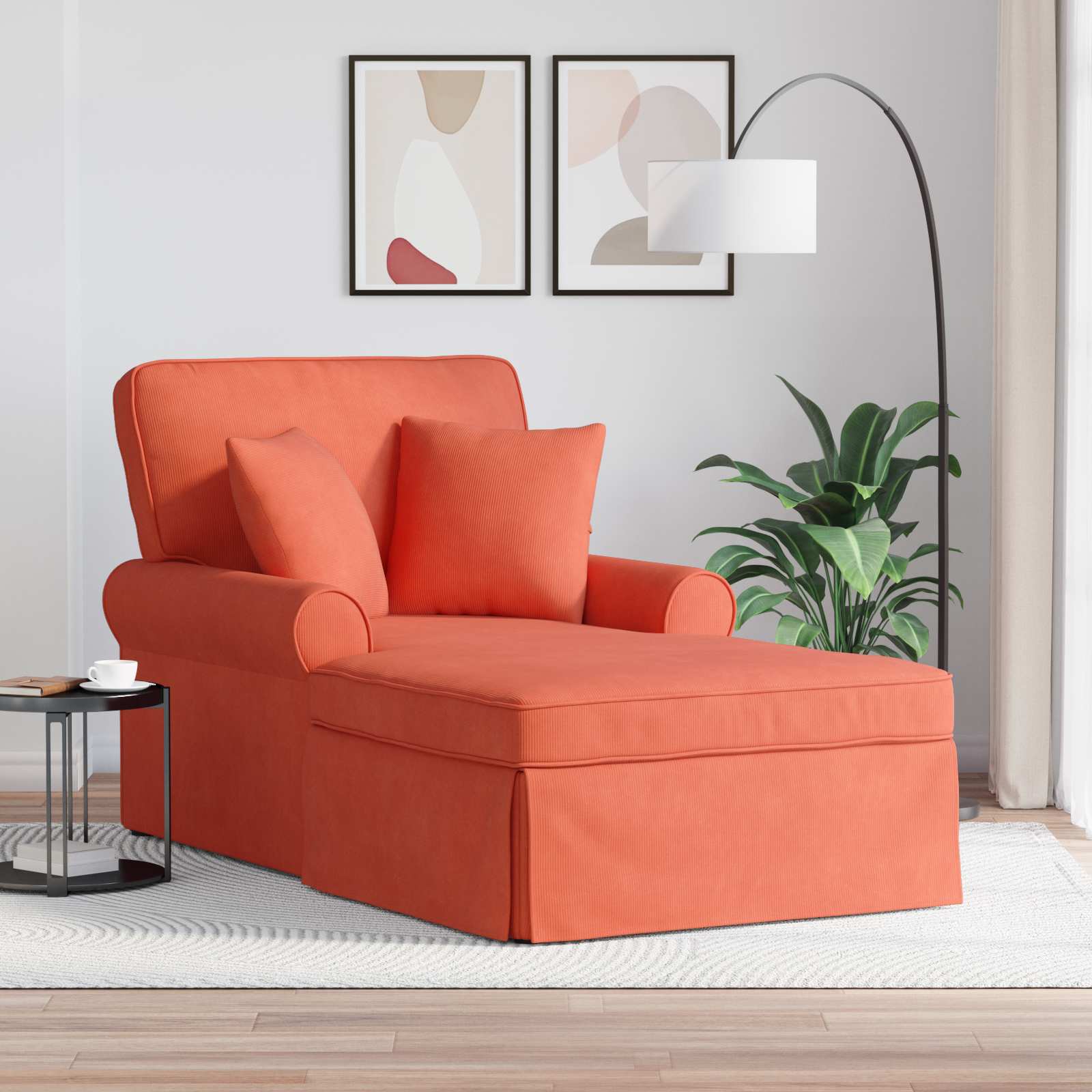 Chaise lounge avec jupe avec coussin 3 pcs Rouge orange - XIOS