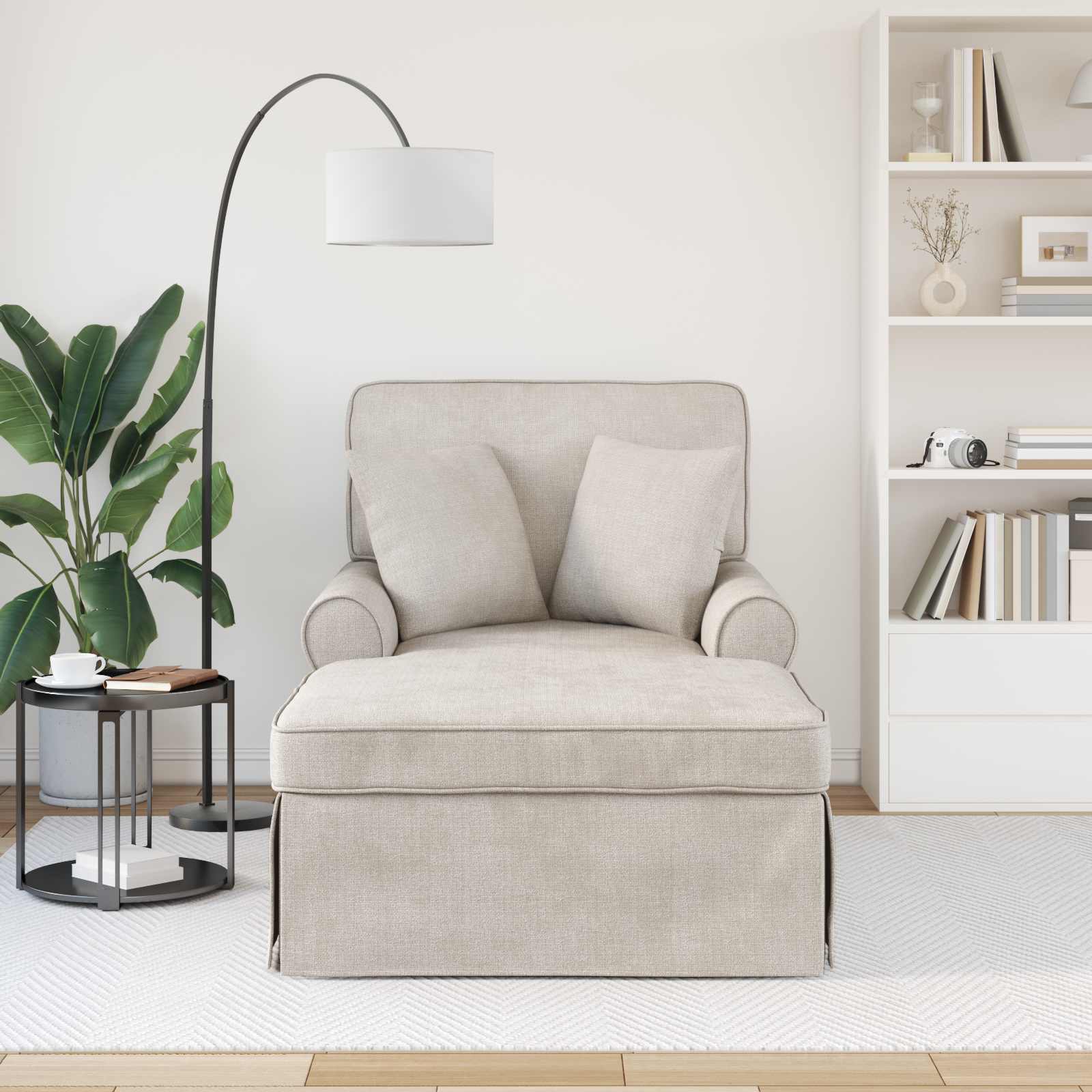 Chaise lounge avec jupe Crème 157 x 91 x 91 cm ARES - XIOS