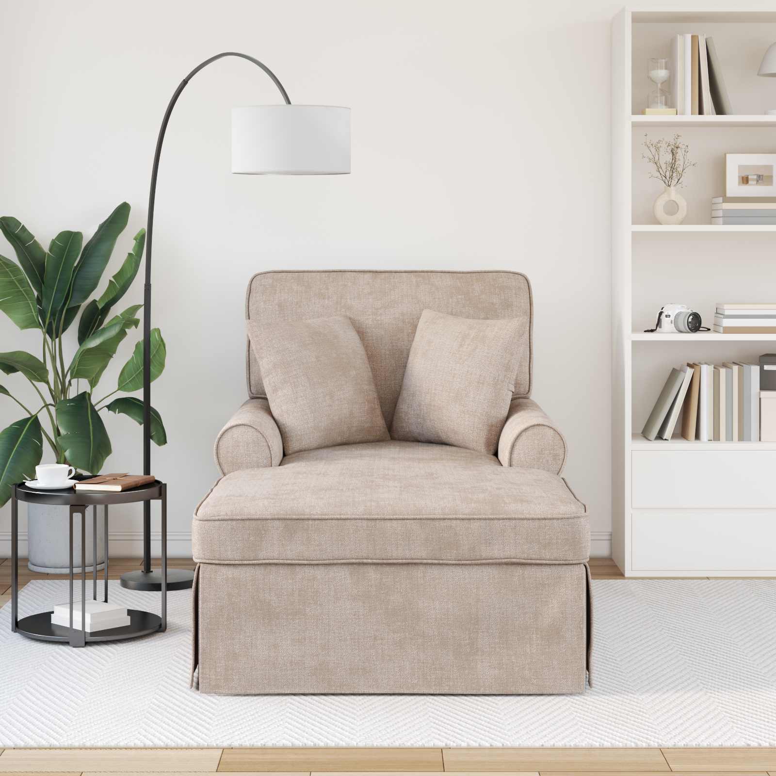 Chaise lounge avec jupe Beige 157 x 91 x 91 cm ARES - XIOS