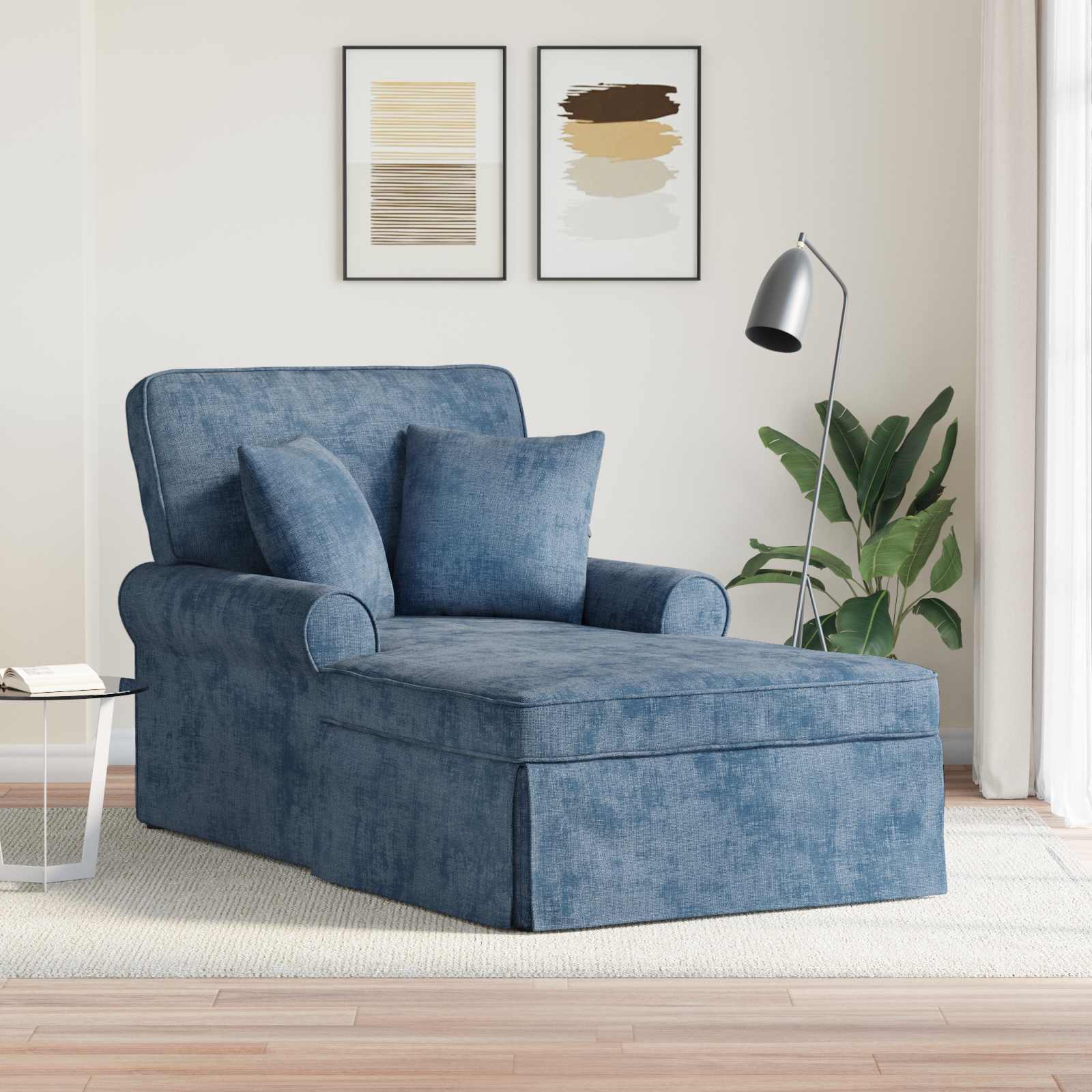 Chaise lounge avec jupe avec coussin Bleu 157 x 91 x 91 cm ARES - XIOS