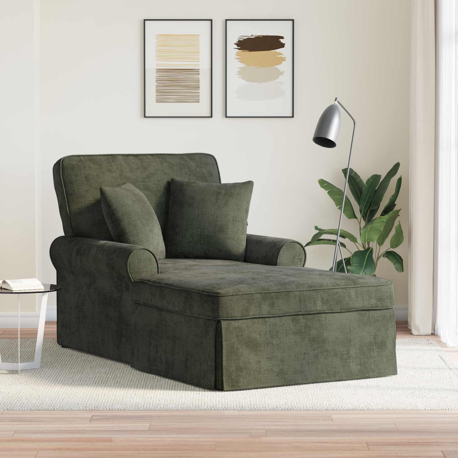 Chaise lounge avec jupe avec coussin Vert 157 x 91 x 91 cm ARES - XIOS