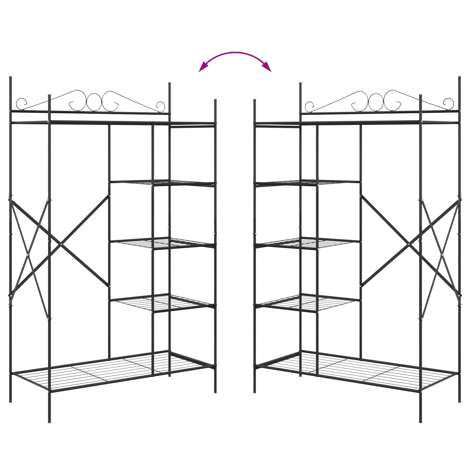 Armoire Ouverte avec étagère Noir 104,5 x 45 x 172 cm Acier - XIOS