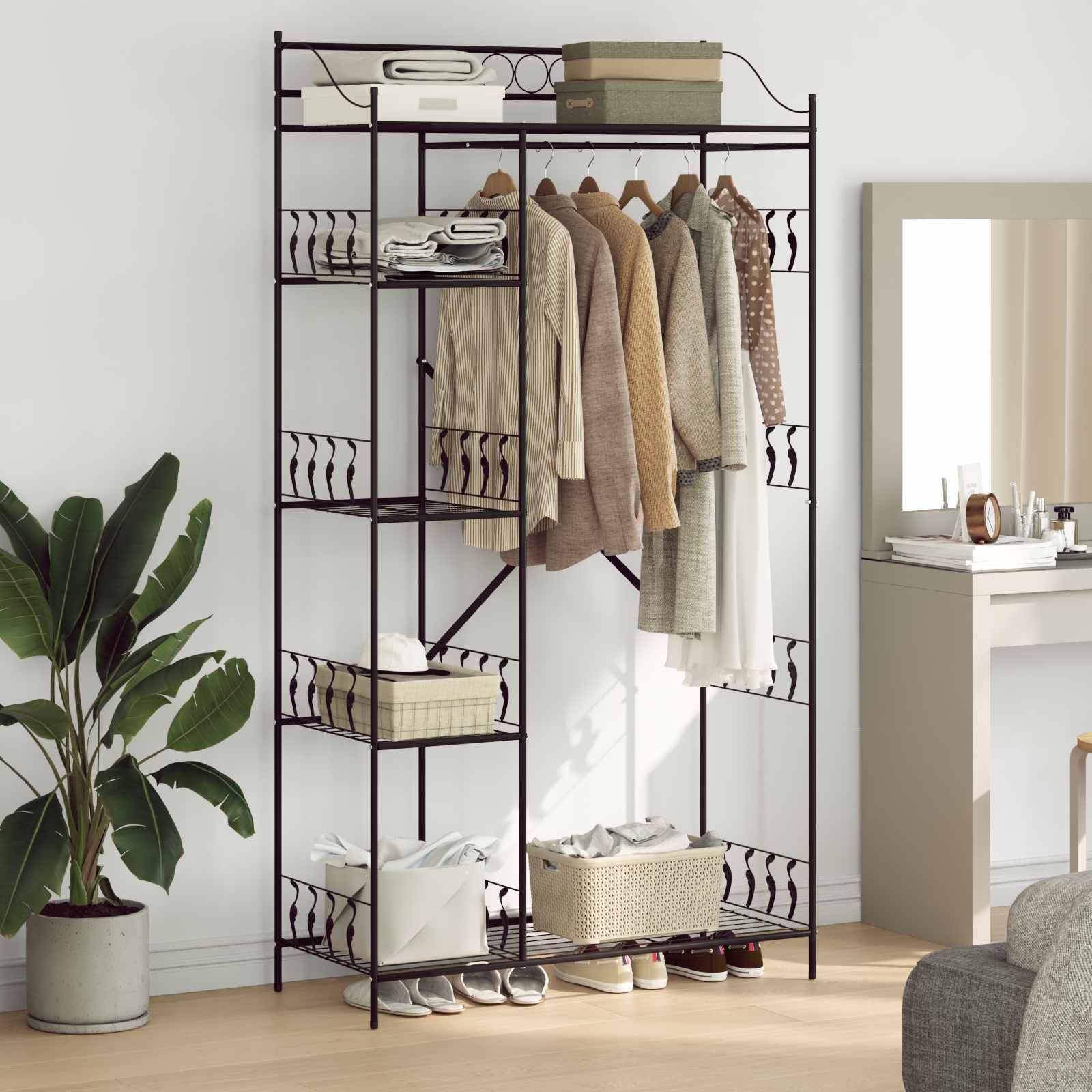 Armoire Ouverte avec étagère Noir 101 x 43 x 188 cm Acier - XIOS
