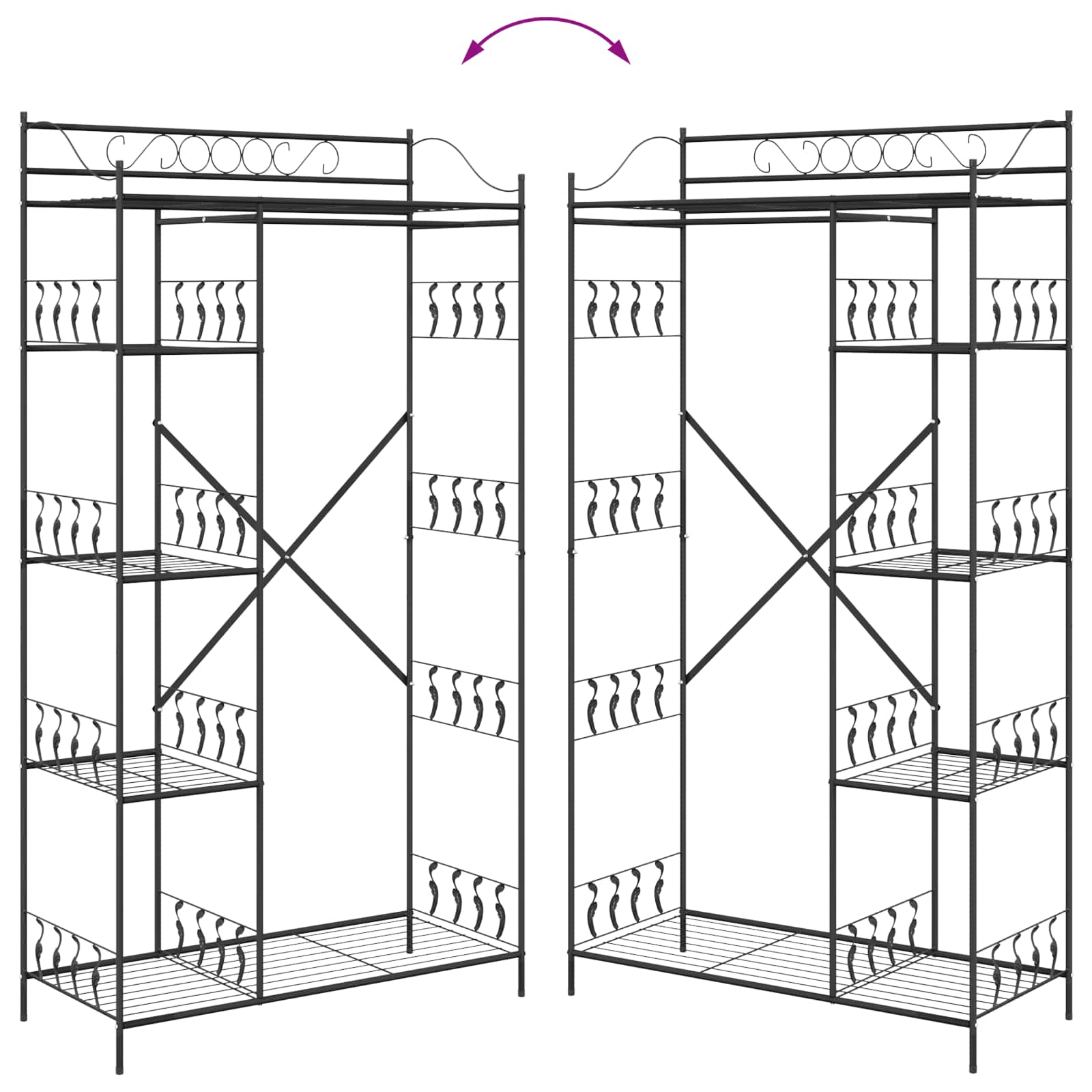 Armoire Ouverte avec étagère Noir 101 x 43 x 188 cm Acier - XIOS