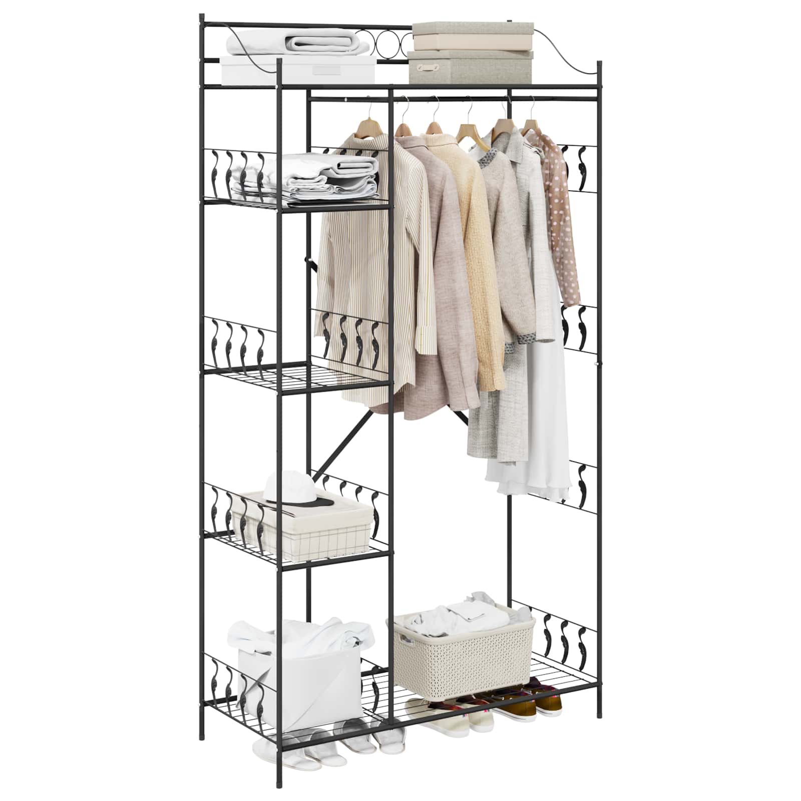 Armoire Ouverte avec étagère Noir 101 x 43 x 188 cm Acier - XIOS
