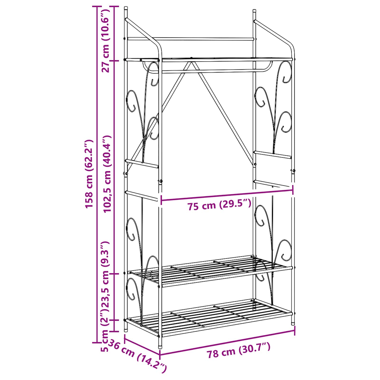 Armoire Ouverte Uni 2 pcs 78 x 36 x 158 cm - XIOS